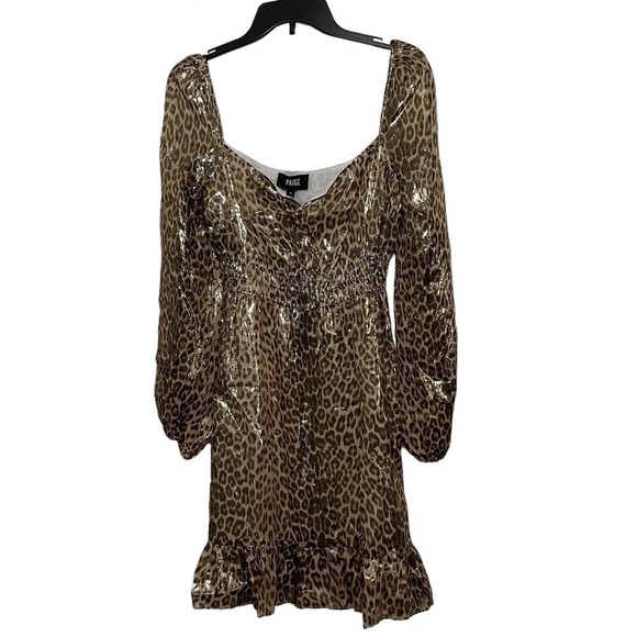 PAIGE Dresses & Skirts - Leopard Print Metallic Bronze Dress by PAIGE Noah Sweetheart Neck S Party Event